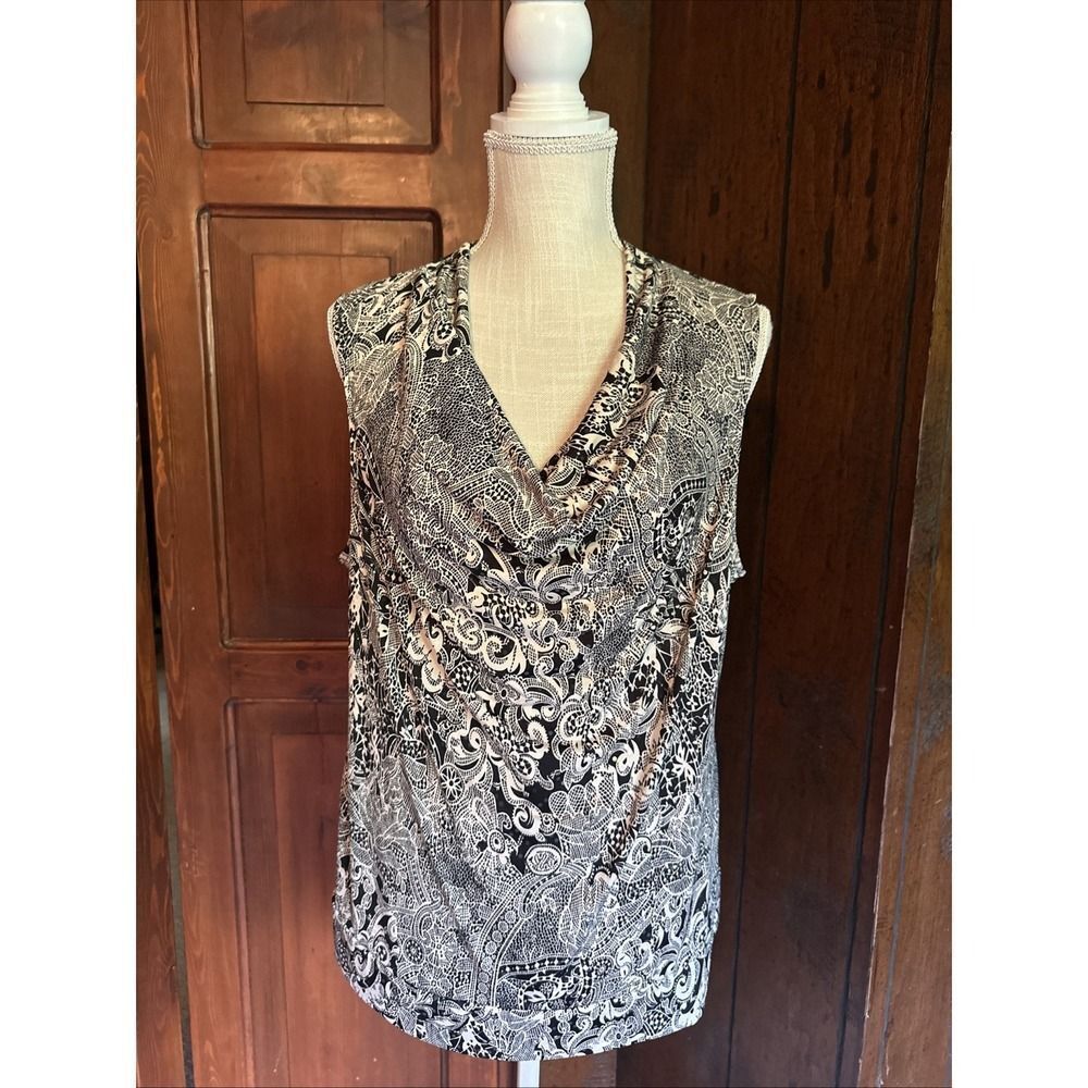 Alfani Womens Scoop Neck  Pullover Sequin Blouse,‎ Top Black XL